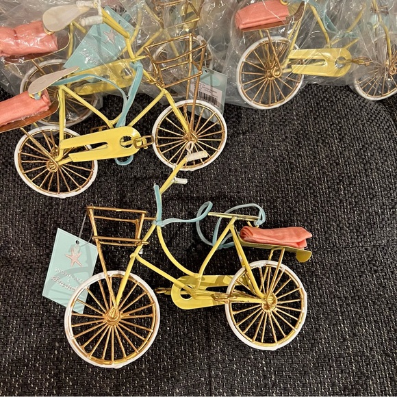 Christmas Ornament Yellow White Metal Bicycle 4.5" x 7" Vintage Bike - Picture 6 of 6